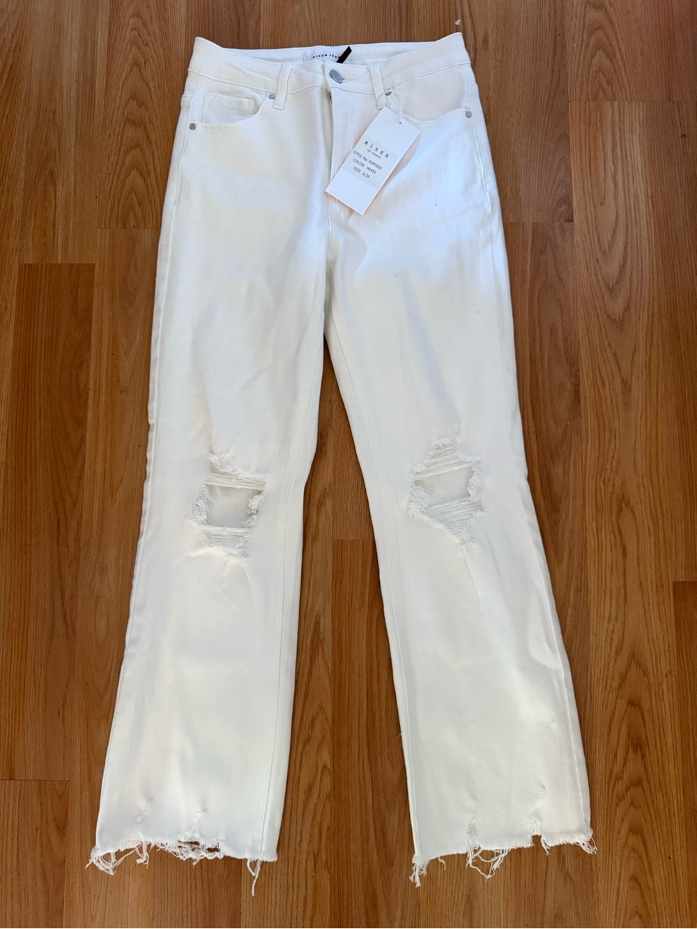 Risen white denim cropped jeans size 3/26
